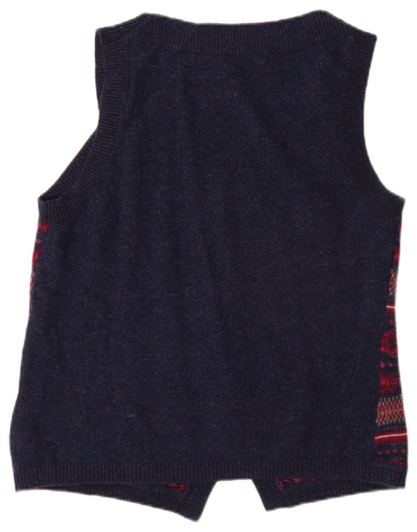 CREW CLOTHING Pull Cardigan pour Femme UK 16 Grand Bleu Marine Fair Isle