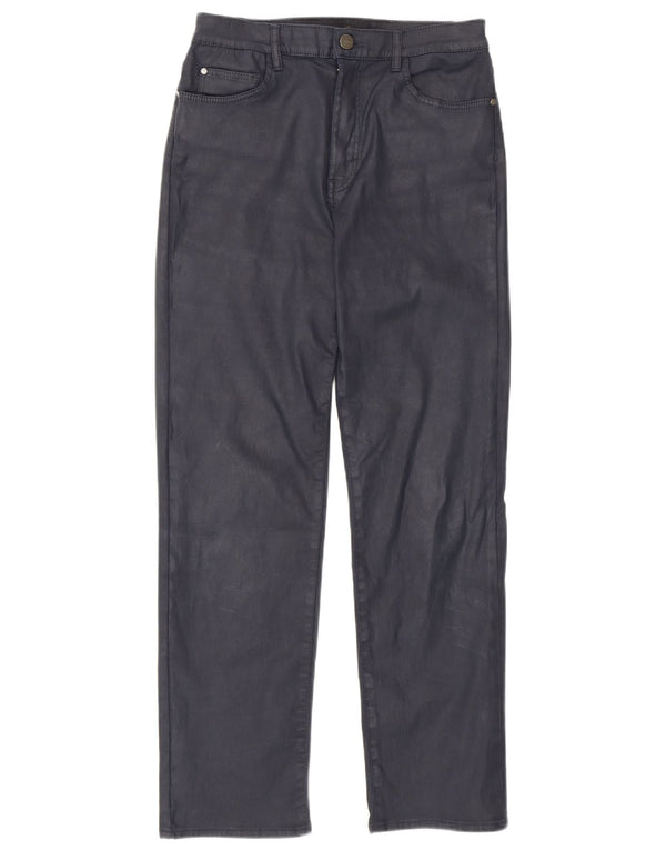 Massimo Dutti Pantalon décontracté droit ciré pour femme EU 36 XS W26 L27 Marine B
