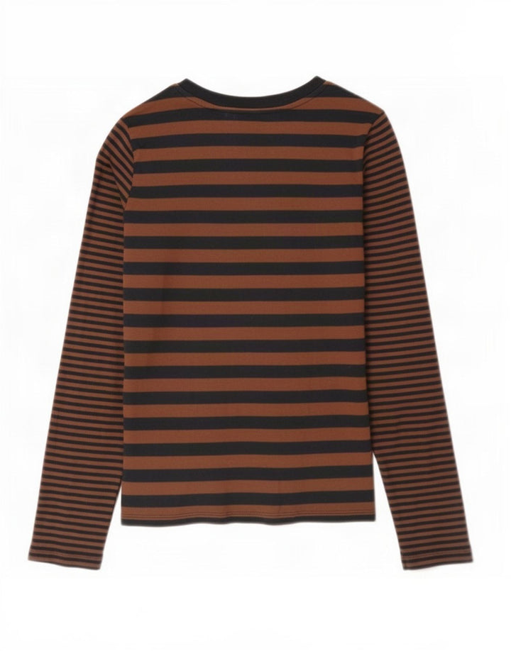 Levi's Top Manches Longues Femme UK 44 Coton Rayé Marron Moyen