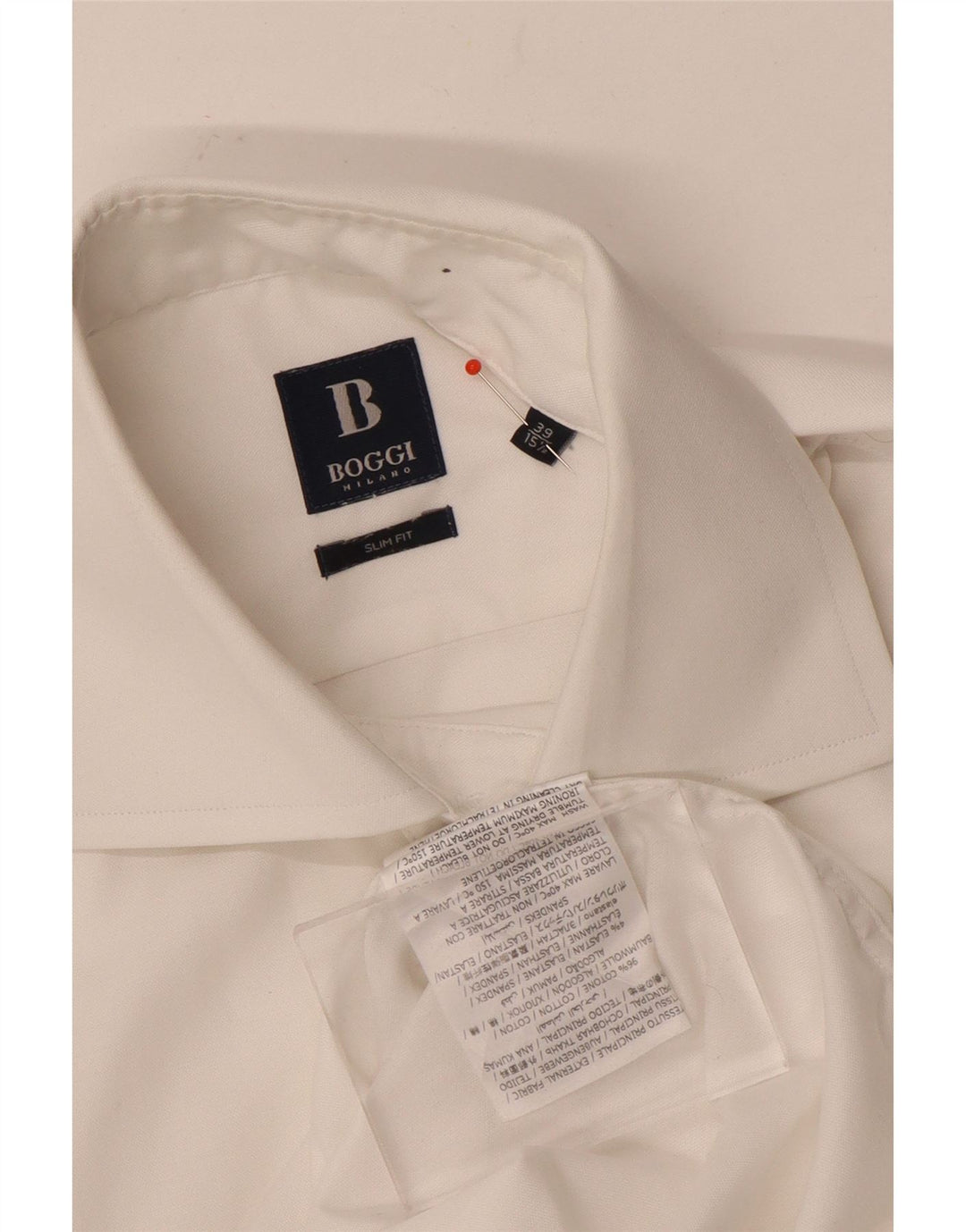 Boggi Chemise Slim Fit Homme Taille 39 15 1/2 Coton Blanc Moyen