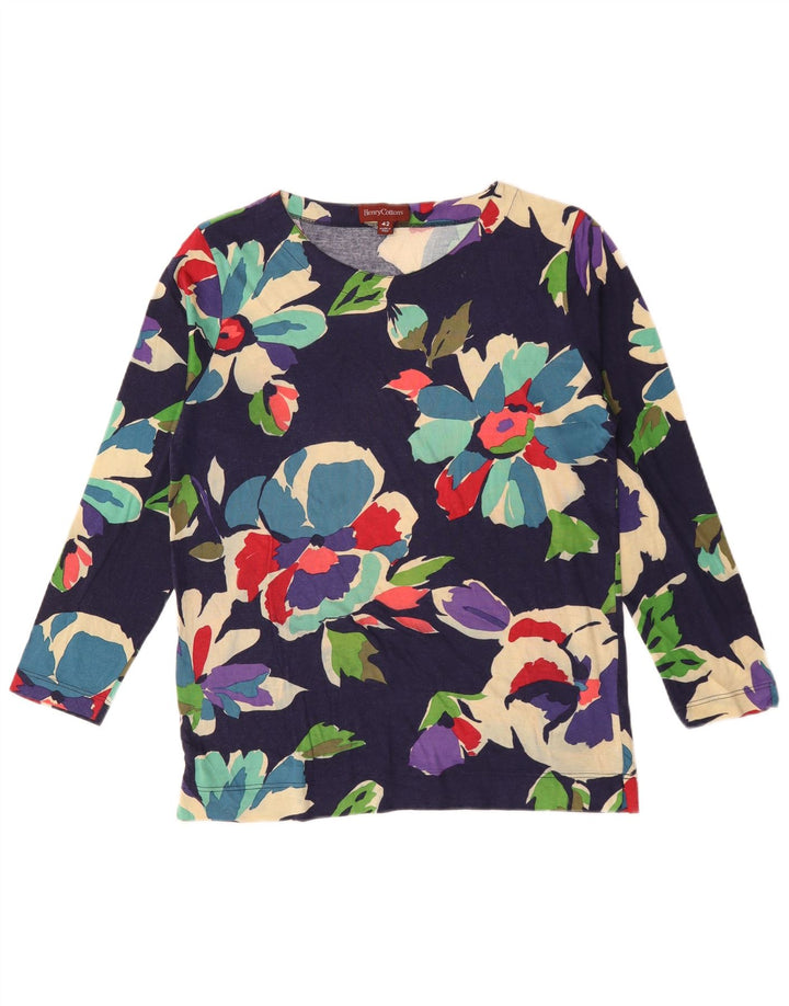 Henry Cottons Haut à manches longues pour femme IT 42 Bleu marine moyen en viscose florale