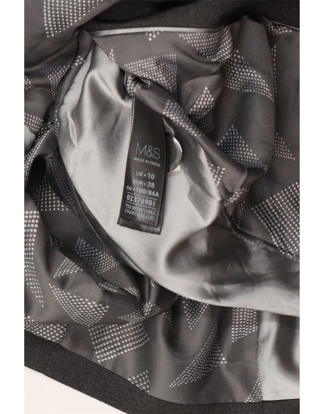 Marks & Spencer Veste blazer à 1 bouton pour femme UK 10 Small Gris Polyester