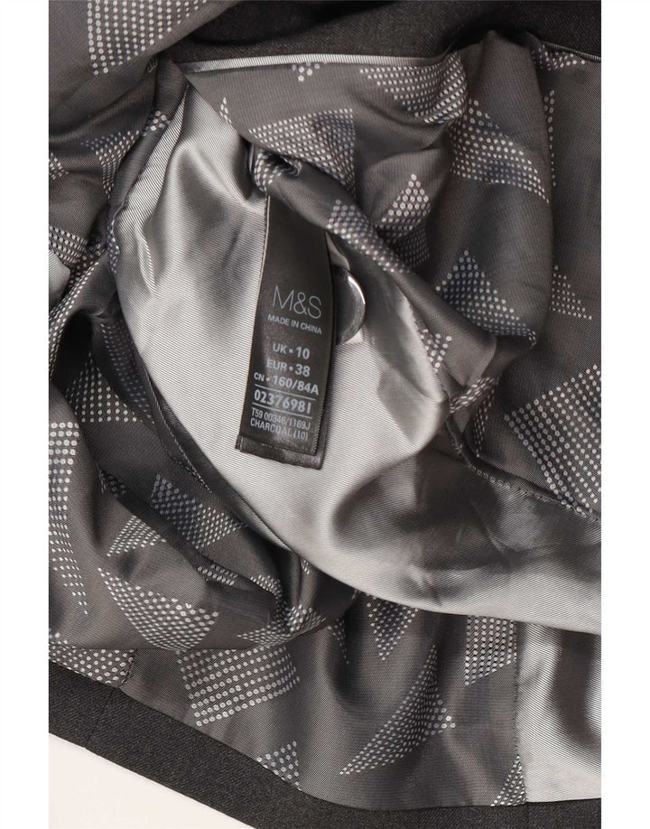 Marks & Spencer Veste blazer à 1 bouton pour femme UK 10 Small Gris Polyester