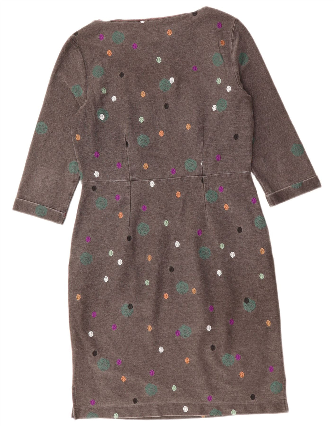 WHITE STUFF Robe fourreau à manches 3/4 pour femme UK 12 Gris moyen à pois