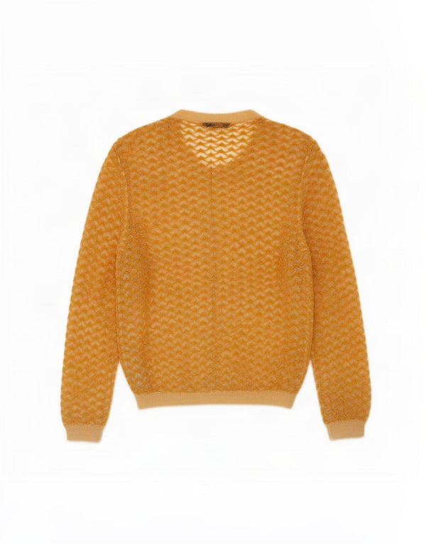 Zara Cardigan Femme Pull UK 12 Nylon Jaune Moyen