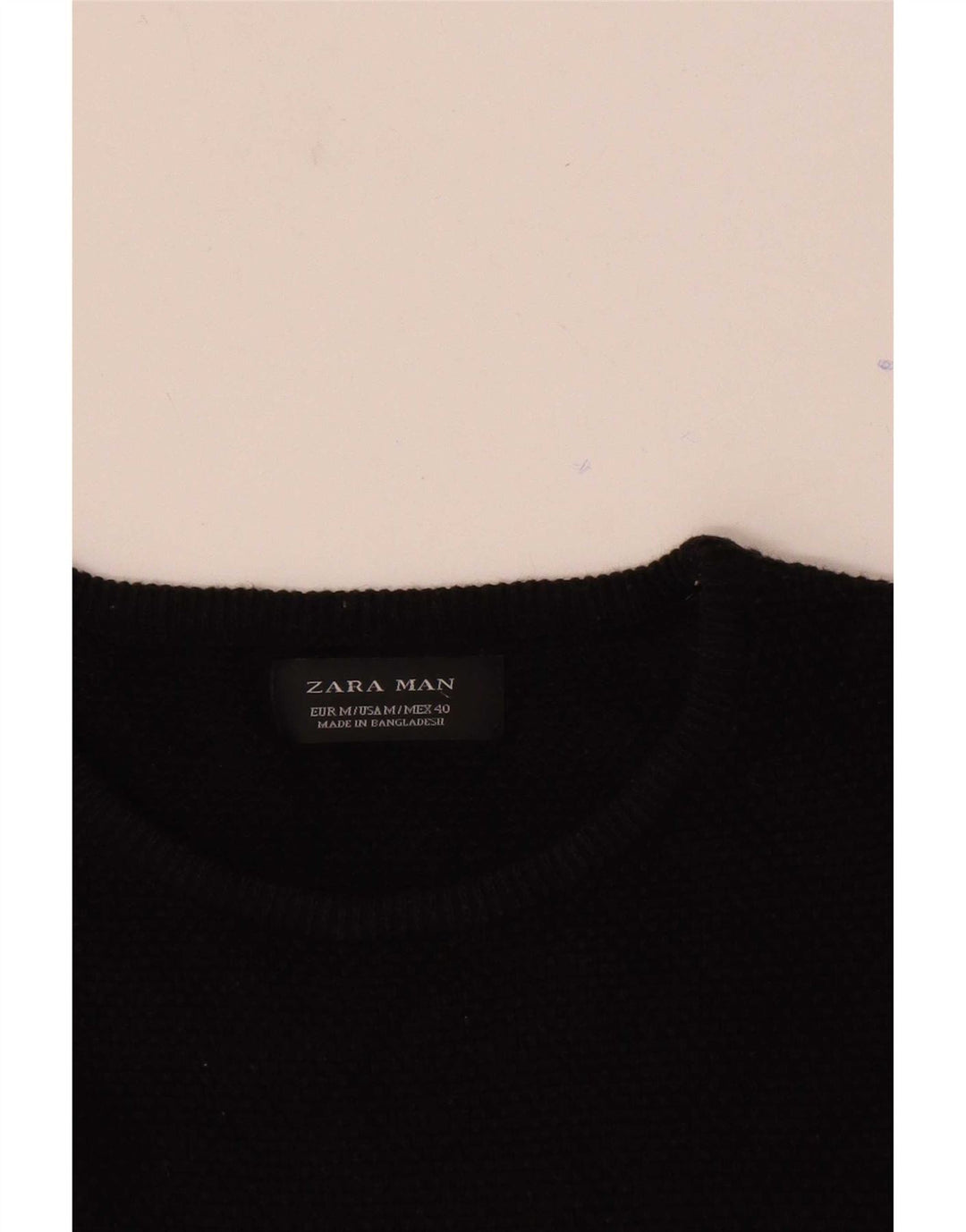 Zara Pull à col rond pour homme Noir moyen