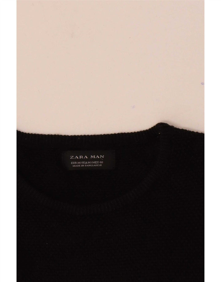 Zara Pull à col rond pour homme Noir moyen