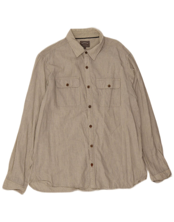 Chemise homme Fat Face en lin à fines rayures beige