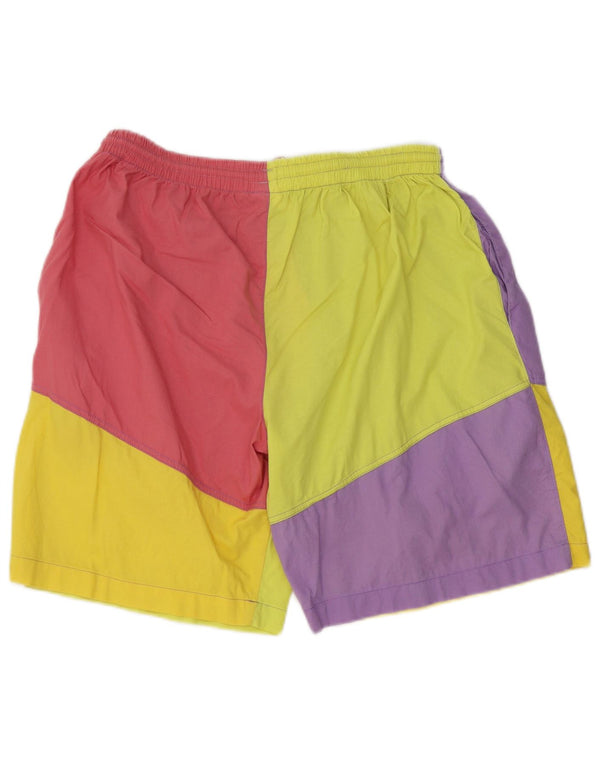 vintage Mens Graphic Casual Shorts XL W38 Multicolore Colourblock Coton