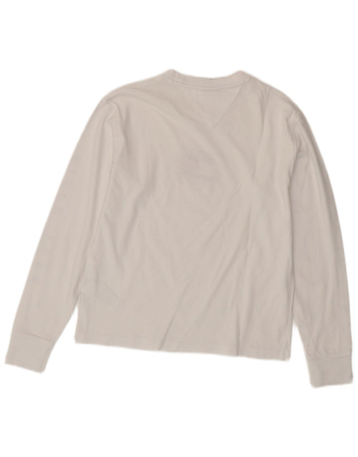 TOMMY HILFIGER T-shirt graphique pour femme UK 10 Petit coton blanc