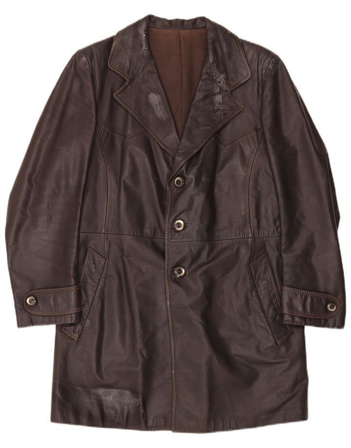 manteau en cuir homme vintage UK 38 Brun moyen