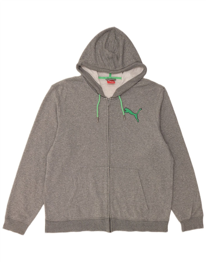 PUMA Sweat à capuche zippé pour homme XL Gris moucheté