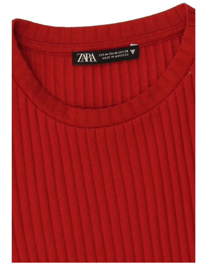 Zara Robe moulante en tricot pour femme UK 12 Rouge moyen