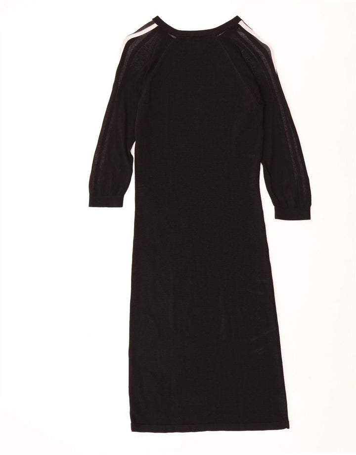 ADIDAS Robe pull à manches 3/4 pour femme UK 14 Rayonne noire moyenne