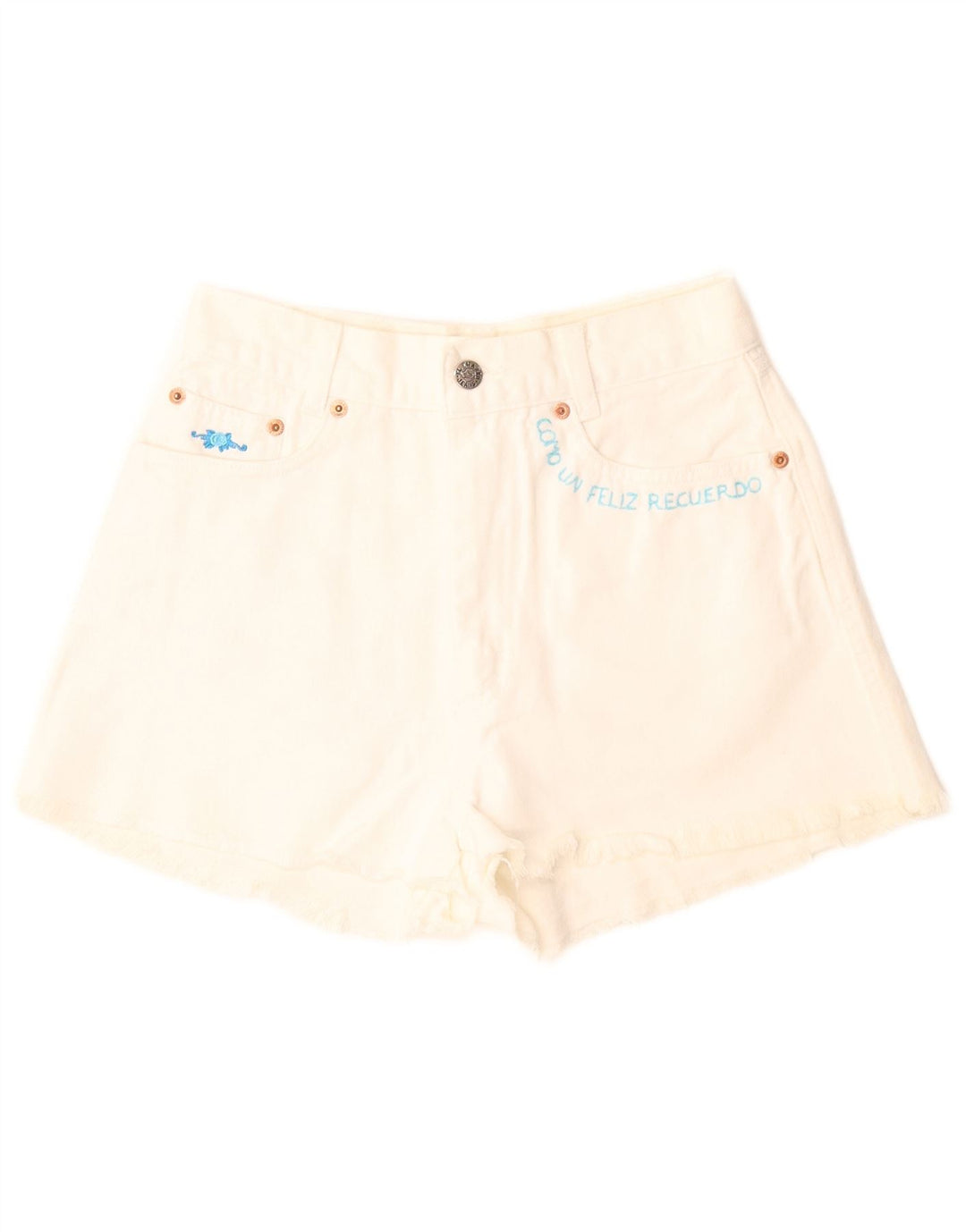 Charro Short en jean à jambe large pour femme W29 en coton blanc moyen