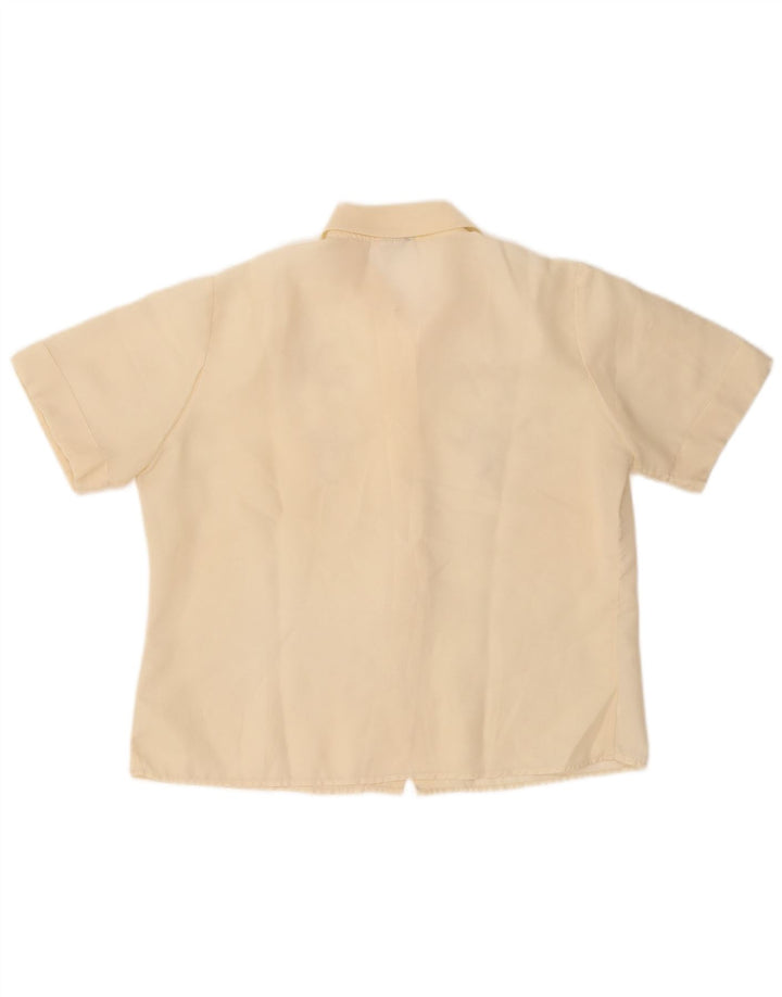 VINTAGE Femme Chemise à manches courtes Blouse UK 14 Moyen Jaune Floral