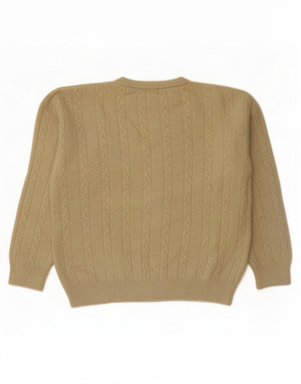 vintage Mens Crew Neck Jumper Pull IT 54 XL Kaki Lambswool