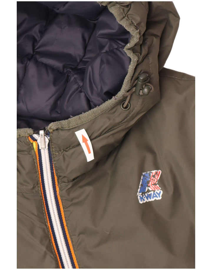 K-Way Veste matelassée réversible à capuche pour homme UK 38 Vert moyen Polyamide