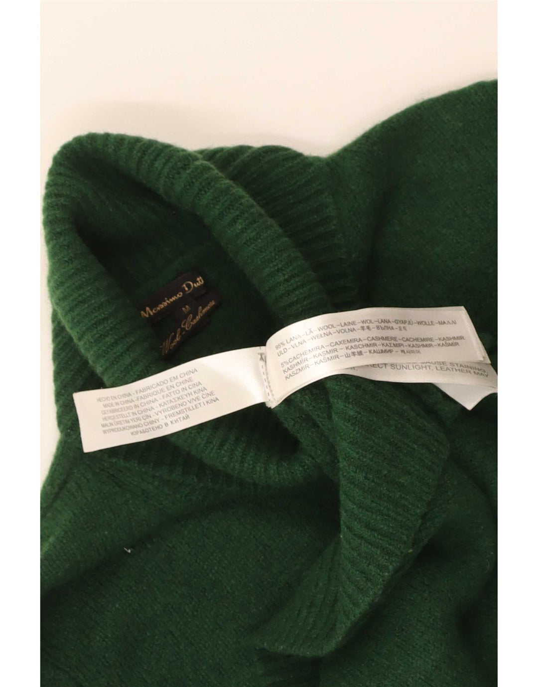 Massimo Dutti Pull court à col roulé pour femme UK 12 Laine vert moyen