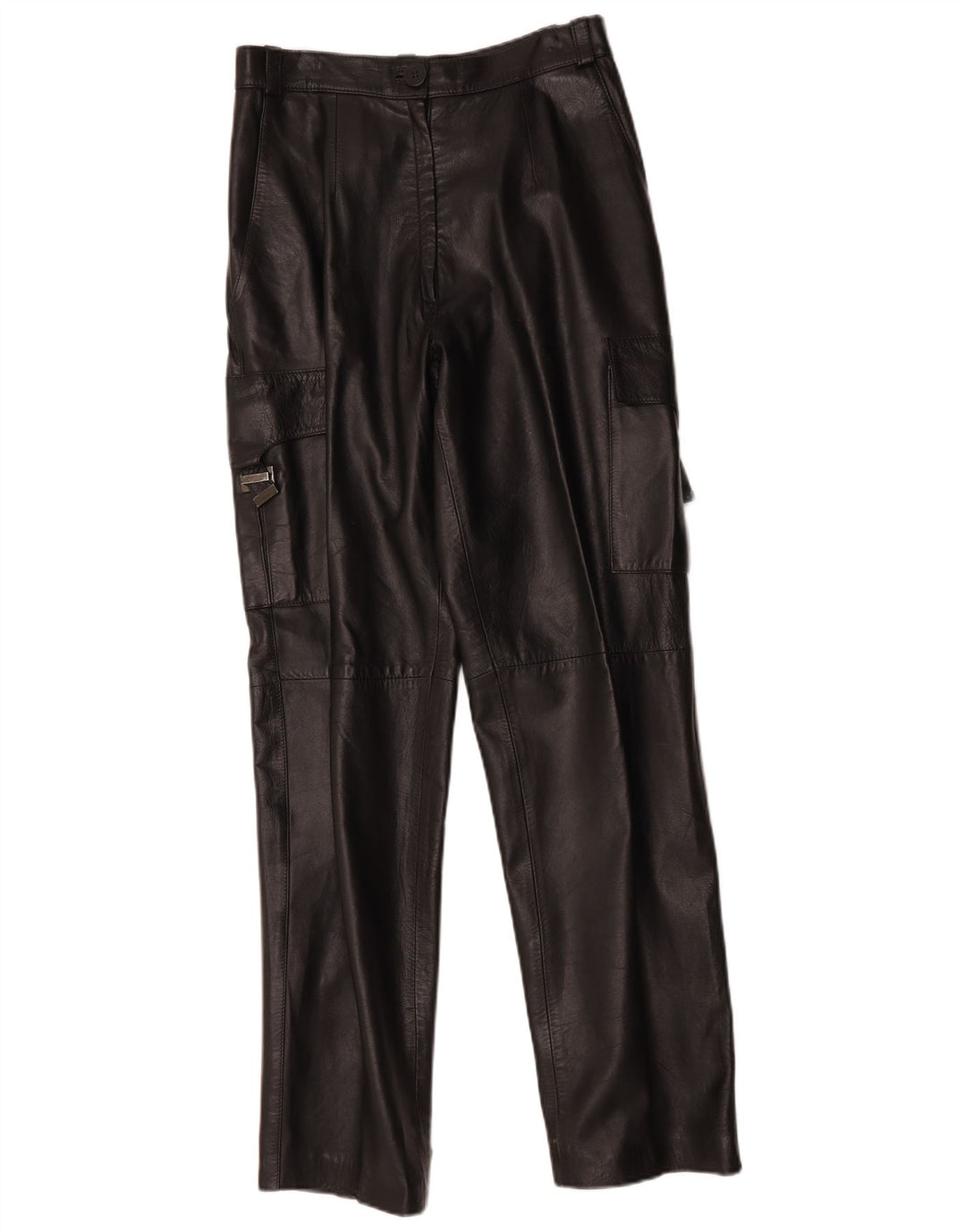 FLORENTIA Pantalon cargo droit en cuir pour femme IT 44 Medium W28 L31 Noir