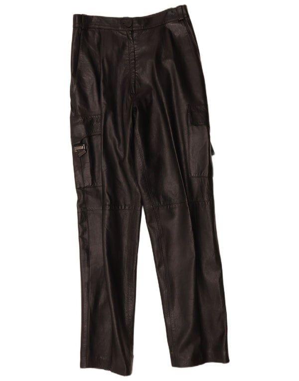 FLORENTIA Pantalon cargo droit en cuir pour femme IT 44 Medium W28 L31 Noir