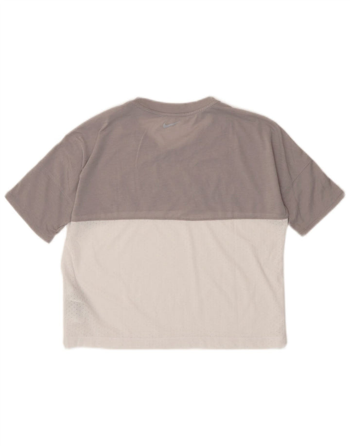 Nike Womens Crop Oversize Graphic T-Shirt Top UK 10 Petit Gris Polyester