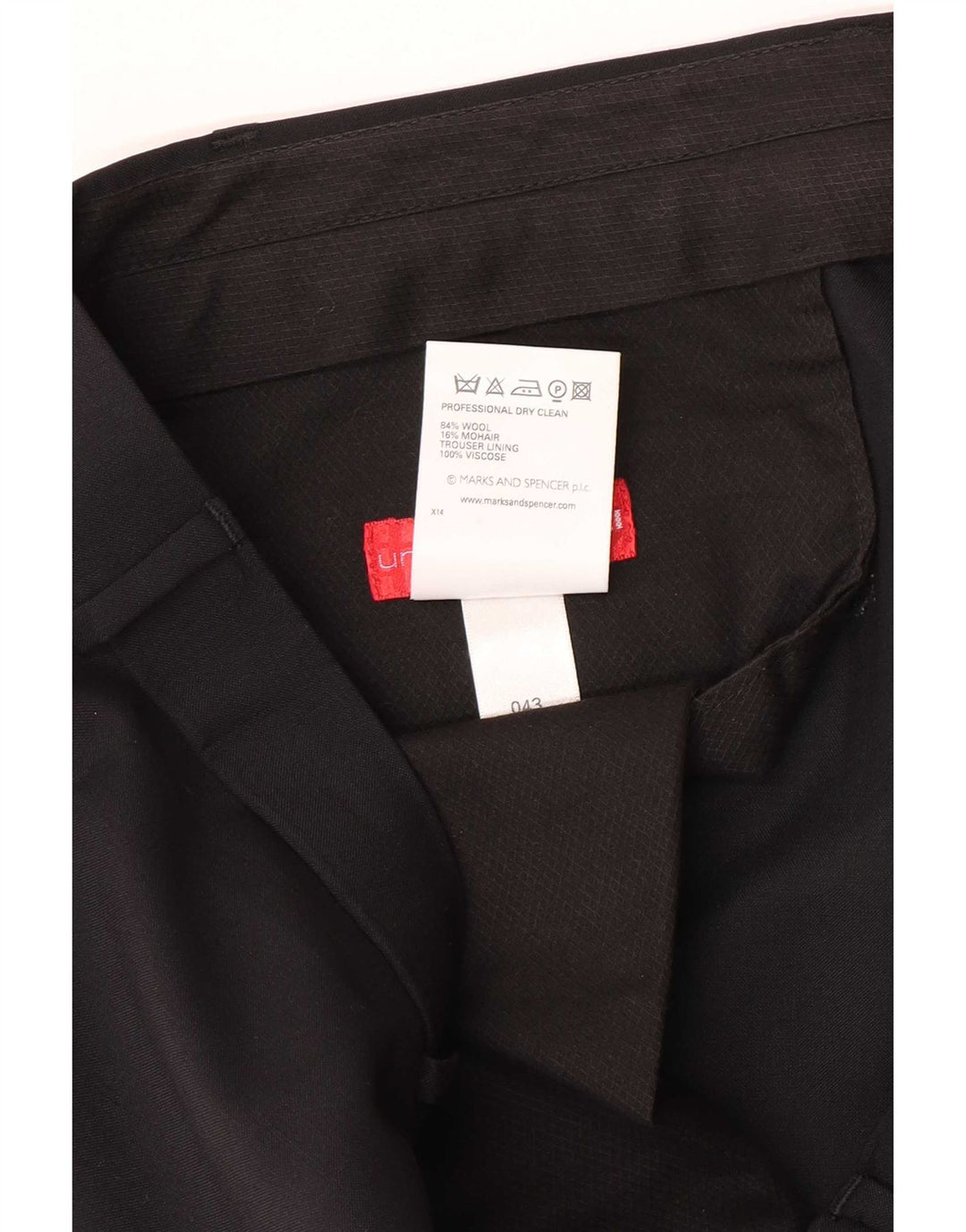 Marks & Spencer Pantalon de costume droit pour homme W40 L31 Laine noire
