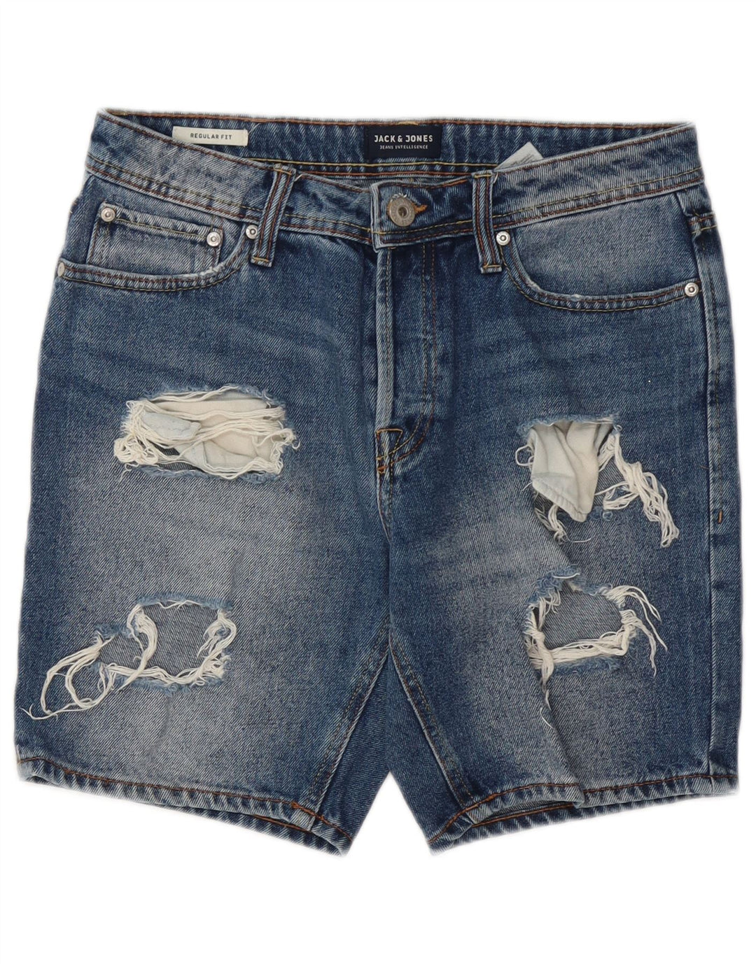 Jack & Jones Short en jean coupe droite effet vieilli pour homme Petit W28 Bleu Coton