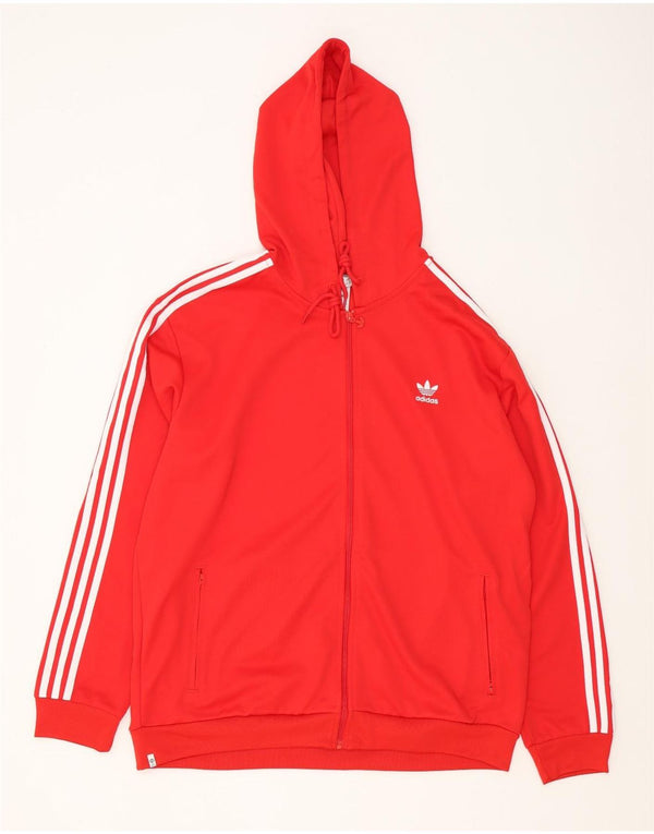Adidas Pull à capuche zippé pour homme XL Rouge Polyester