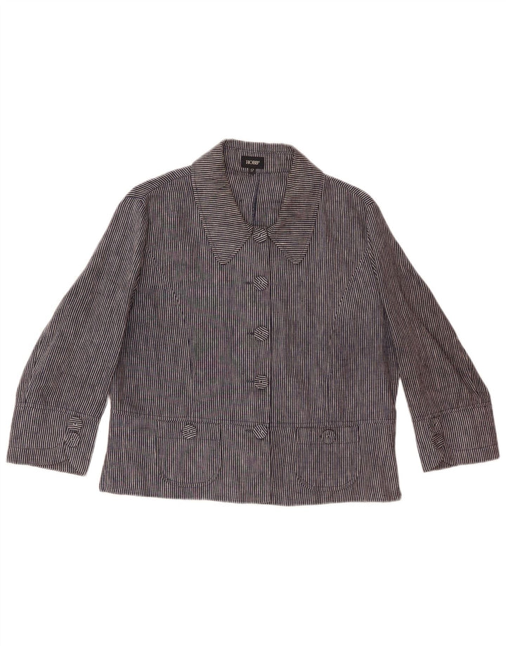 Hobbs Veste blazer à 5 boutons pour femme UK 12 Bleu marine moyen à fines rayures