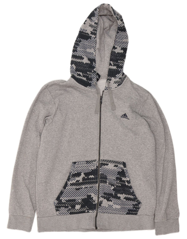 Adidas Pull à capuche zippé pour homme Grand gris géométrique
