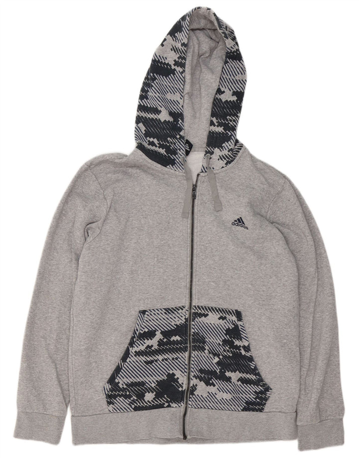 Adidas Pull à capuche zippé pour homme Grand gris géométrique