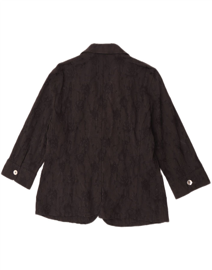 Perte by Krizia Veste blazer à 2 boutons pour femme Taille 25 Grand Noir Floral