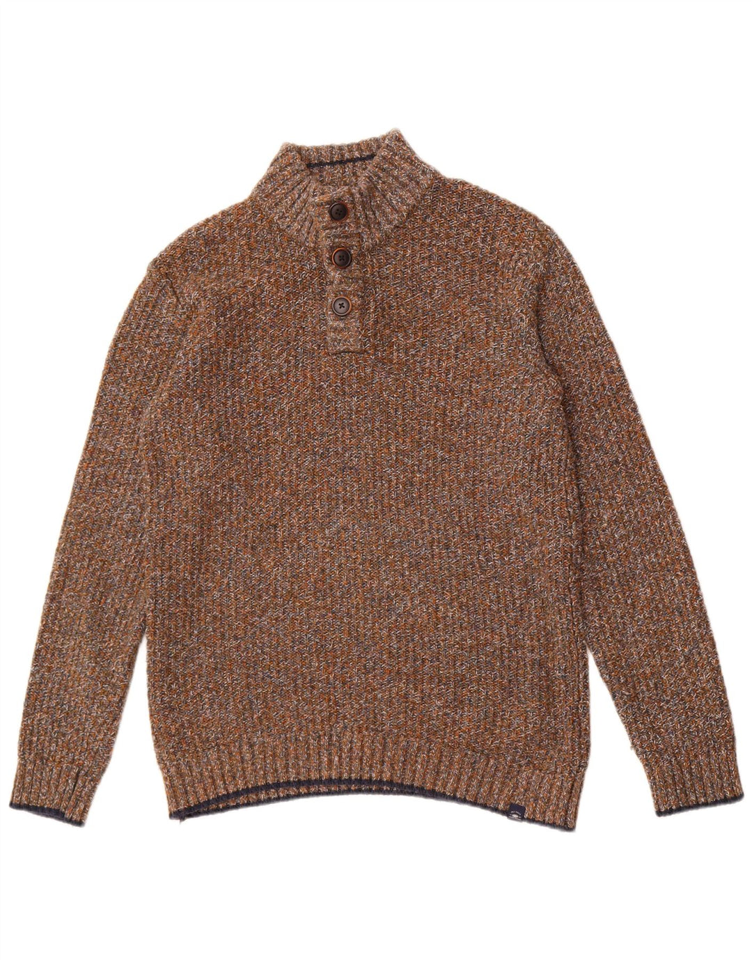 Fat Face Pull col boutonné pour homme en coton moucheté marron moyen
