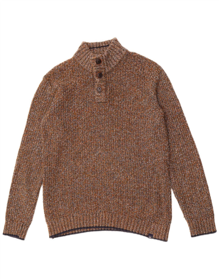 Fat Face Pull col boutonné pour homme en coton moucheté marron moyen