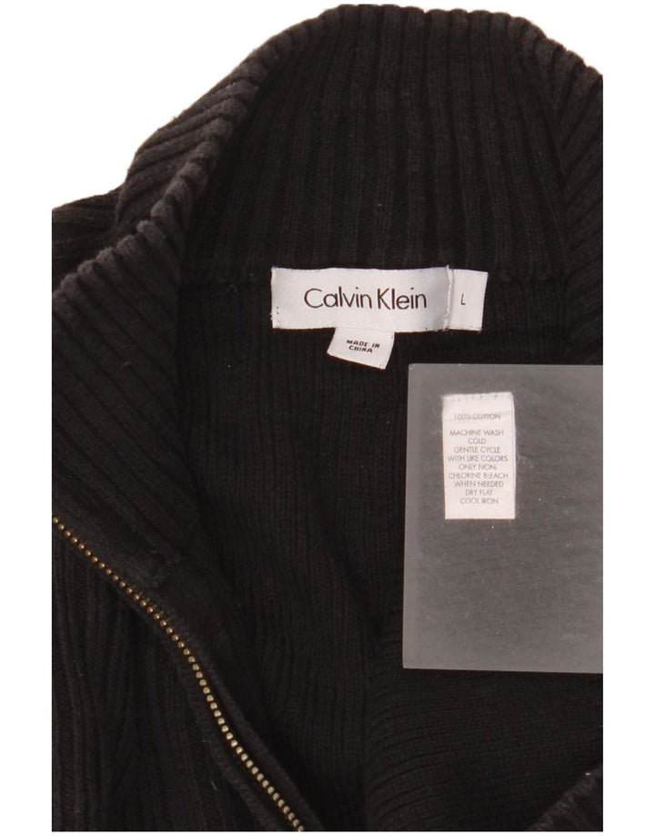 Calvin Klein Pull à col zippé pour homme Grand coton noir