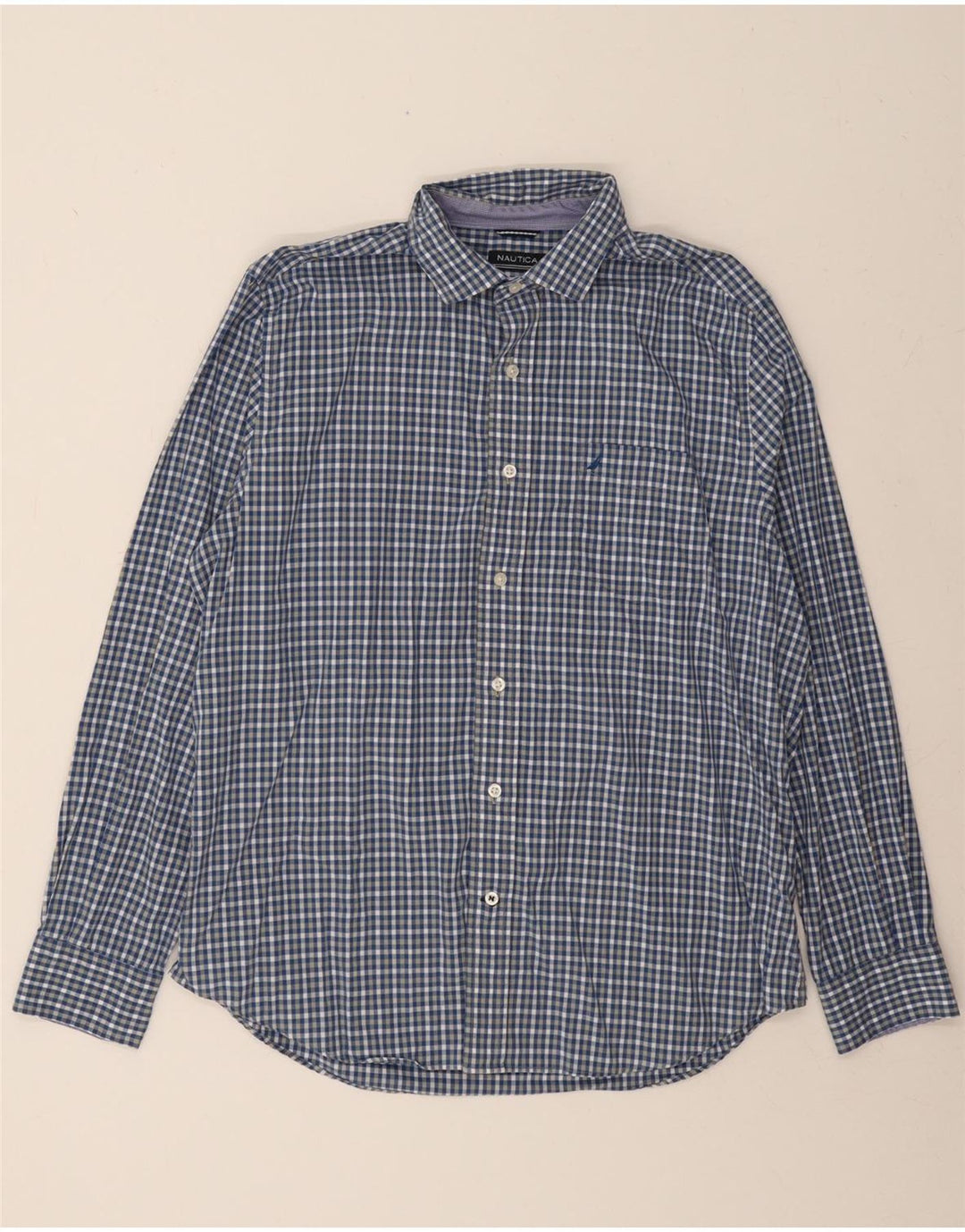 NAUTICA Mens Shirt XL Blue Check Tencel Vintage Nautica and Second-Hand Nautica from Messina Hembry 