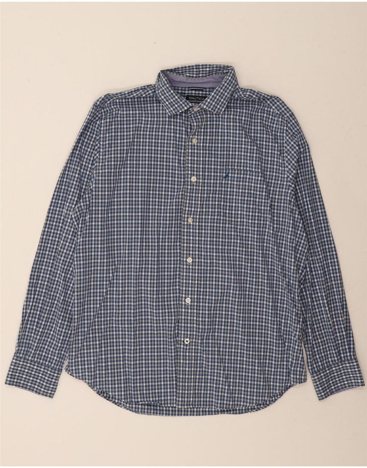 NAUTICA Mens Shirt XL Blue Check Tencel Vintage Nautica and Second-Hand Nautica from Messina Hembry 