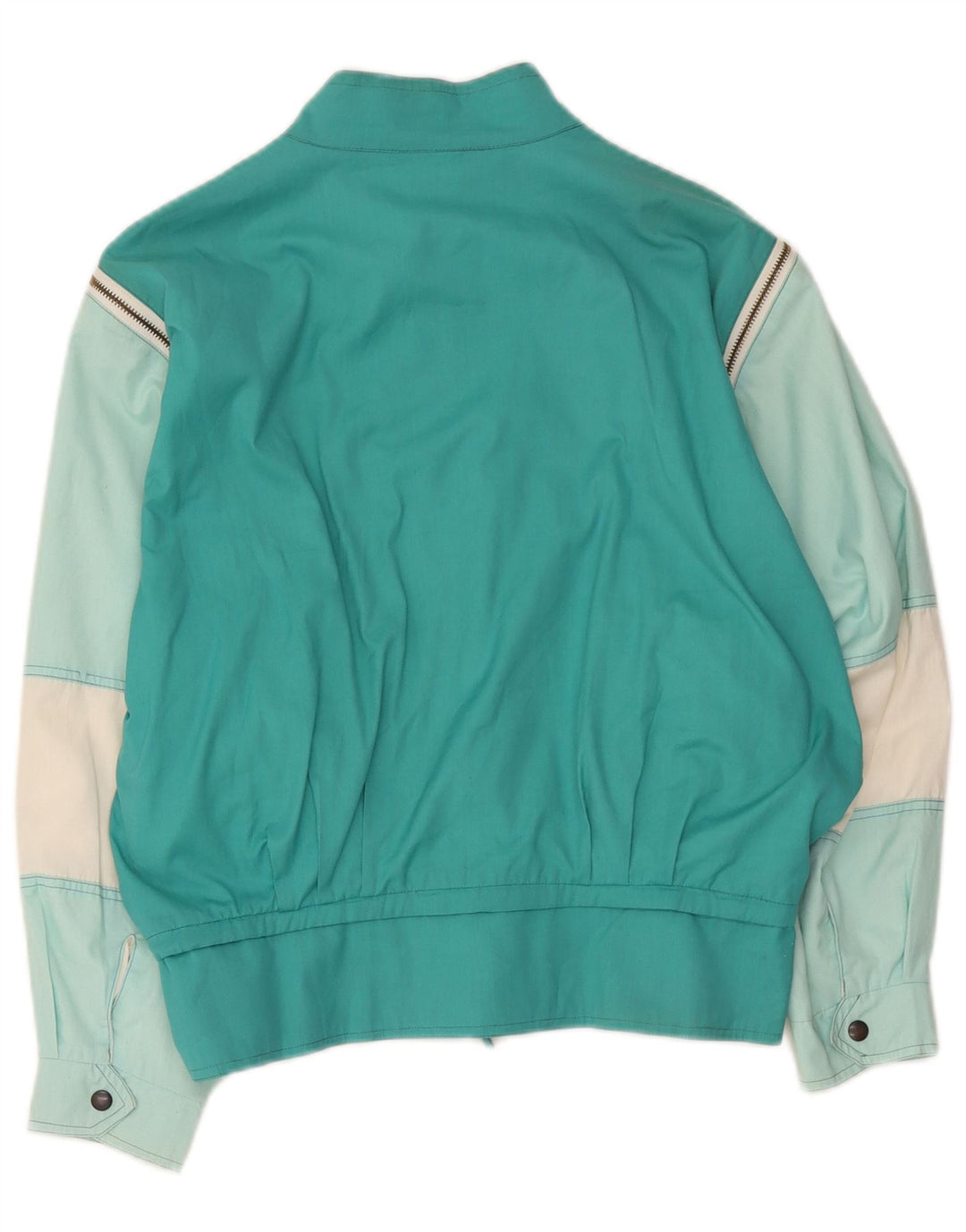 veste bomber femme vintage UK 12 Medium Turquoise Colourblock Polyester