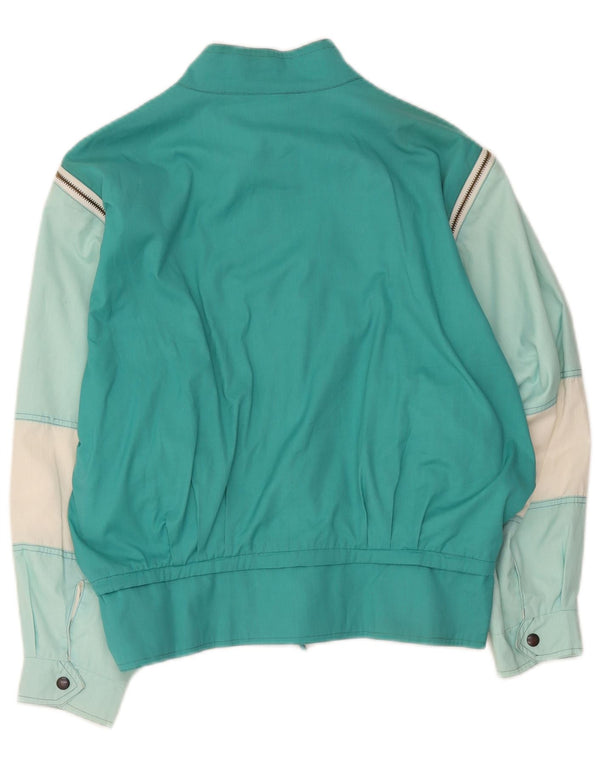 veste bomber femme vintage UK 12 Medium Turquoise Colourblock Polyester
