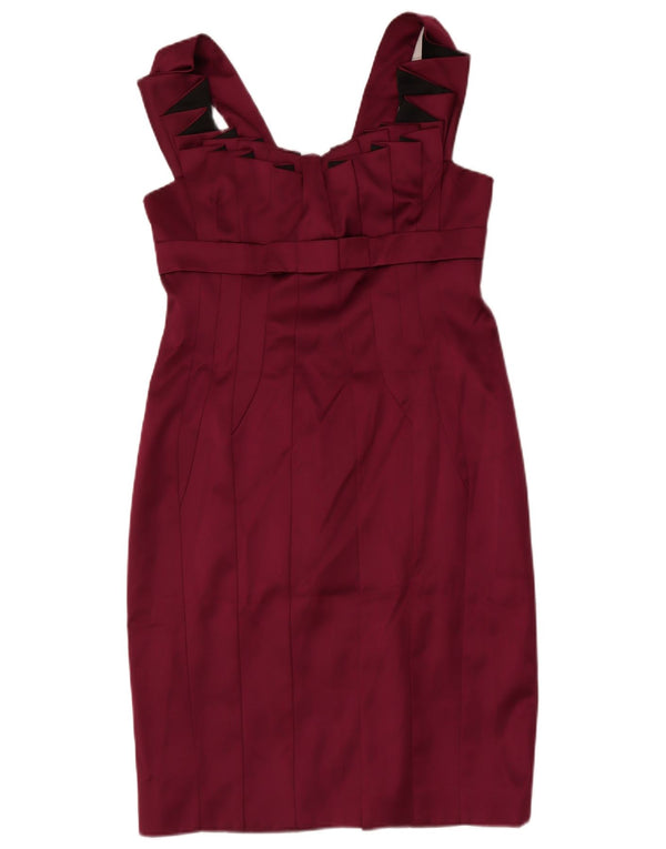 KAREN MILLEN Robe moulante sans manches pour femme UK 16 Large Acétate Bordeaux