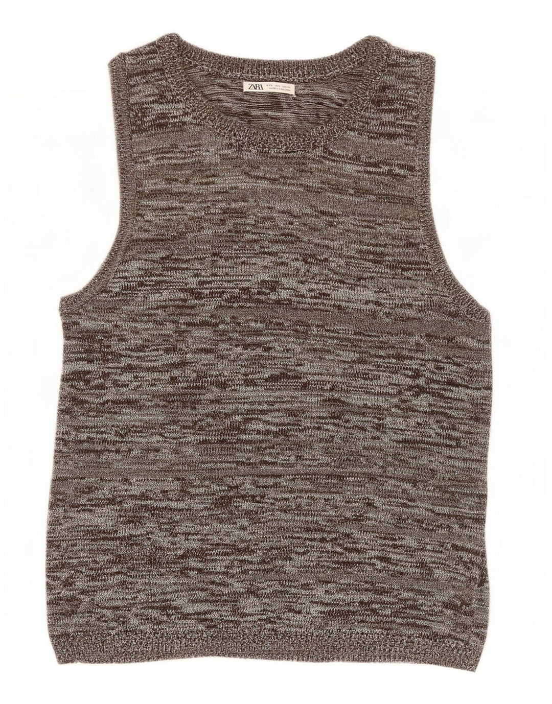 Zara Mens Vest Tank Top Large Gris Moucheté Acrylique