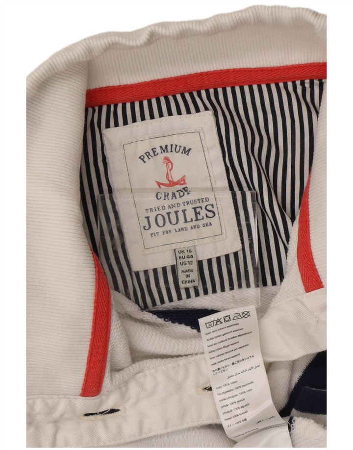 JOULES Sweat-shirt à col boutonné pour femme UK 16 Large Rayé Blanc