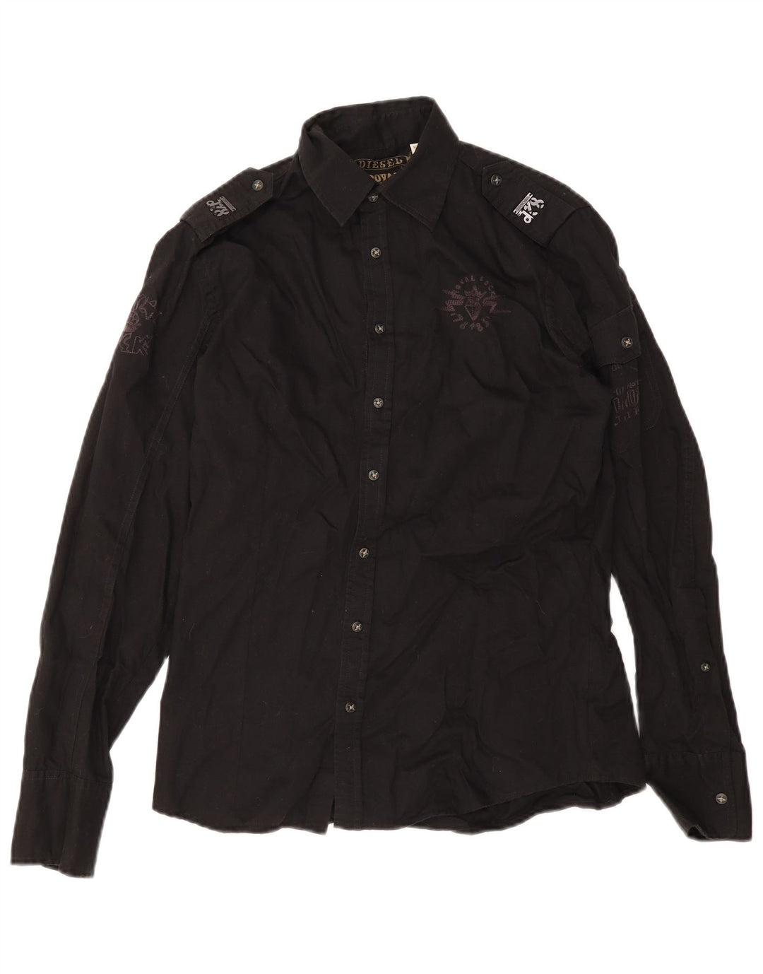 Diesel Chemise Militaire Graphique Homme Noir Moyen Coton