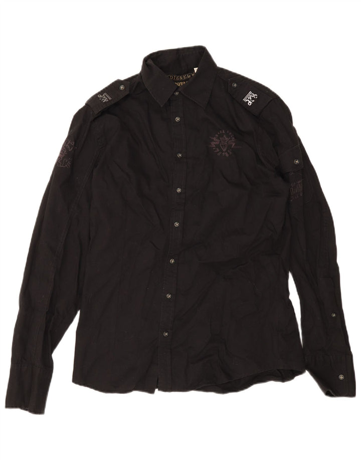 Diesel Chemise Militaire Graphique Homme Noir Moyen Coton