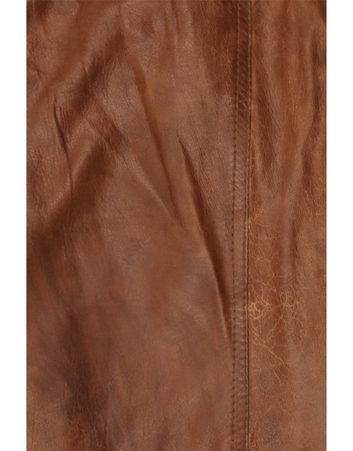 veste en cuir militaire vintage pour hommes UK 36 Petit Brun