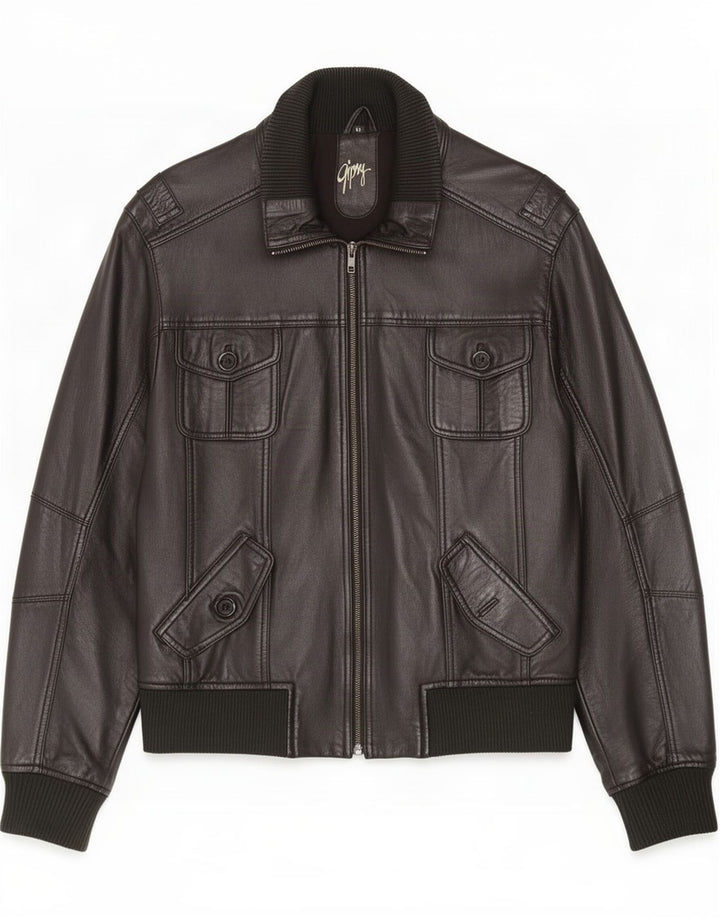 Gipsy Veste en cuir bomber pour homme UK 38 Noir moyen
