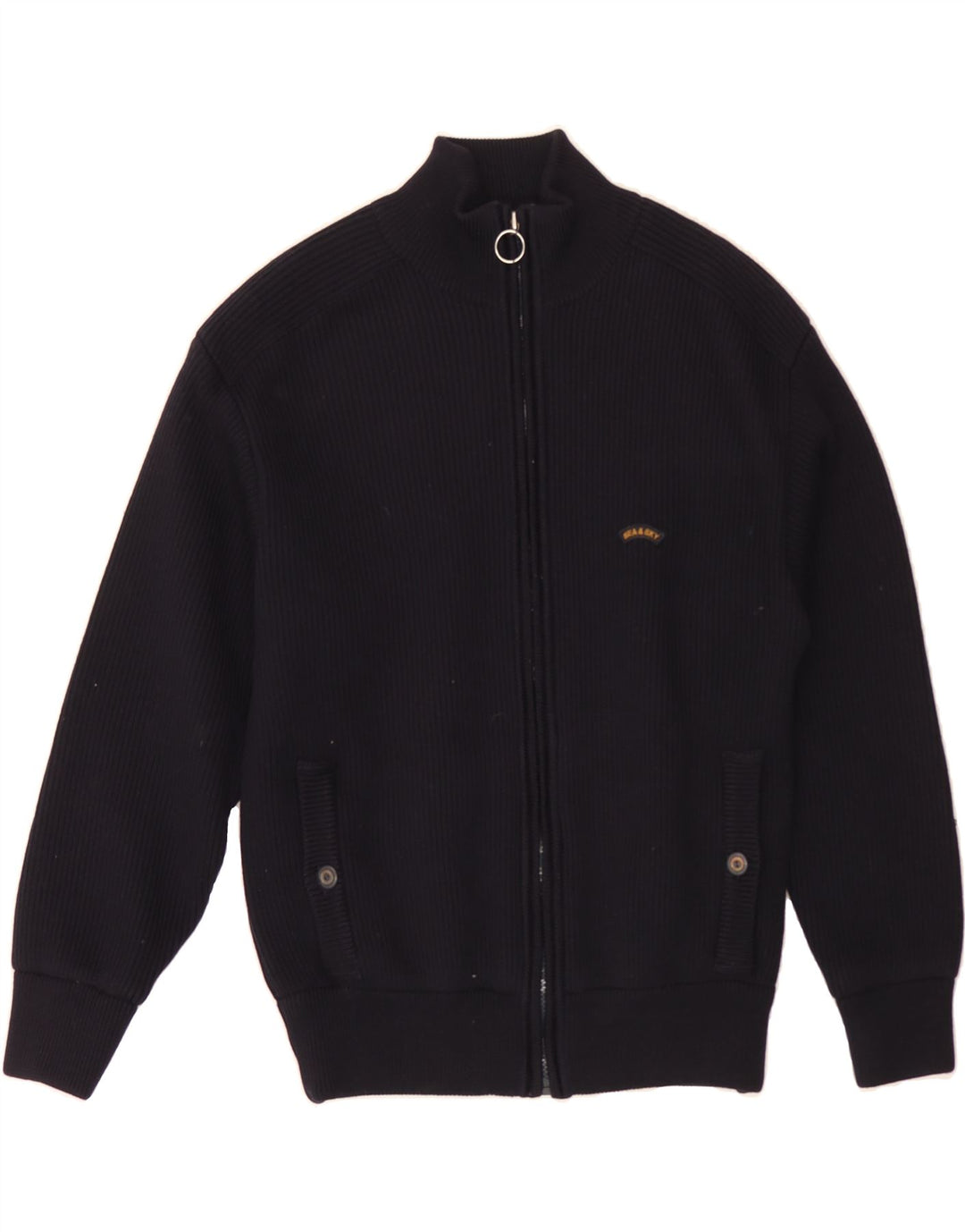 SEA & SKY Mens Cardigan Sweater Small Black Vintage Sea & Sky and Second-Hand Sea & Sky from Messina Hembry 