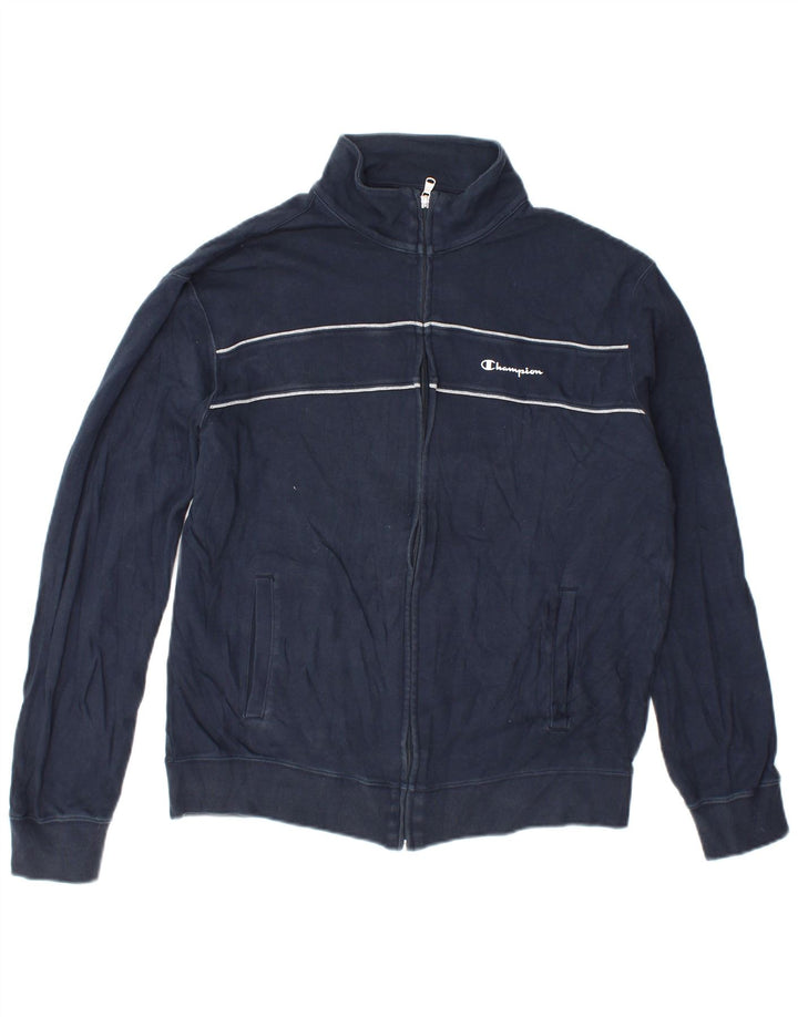 Champion Veste de survêtement pour homme en coton rayé bleu marine Taille L