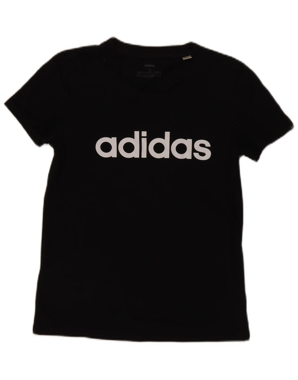 Adidas T-shirt graphique pour femme UK 8/10 Petit coton noir